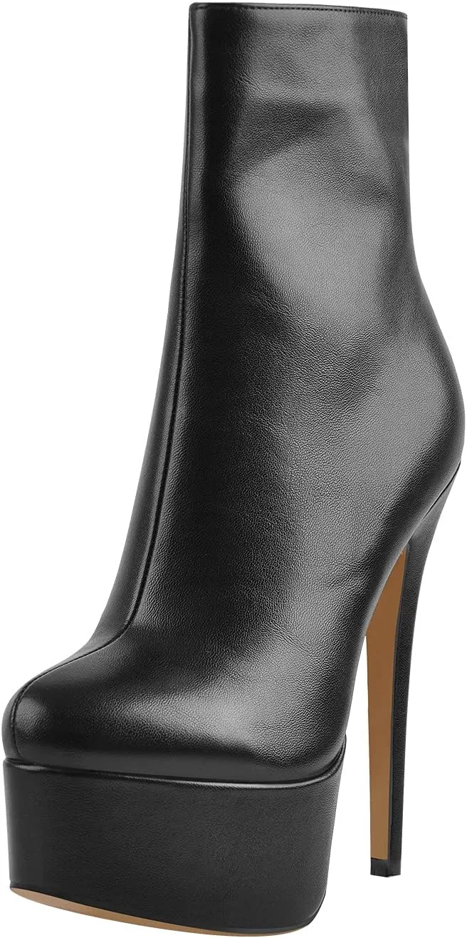 richealnini Women's Peep Toe Platform Stiletto High Heel Ankle Boots