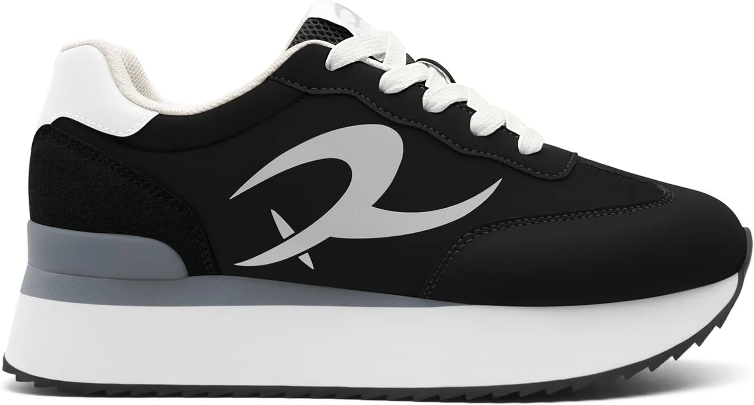 Rihero Women's Platform Sneakers Casual Lace Up Non Slip Tennis Walking Shoes Comfortable Lightweight Chunky Fashion Sneakers