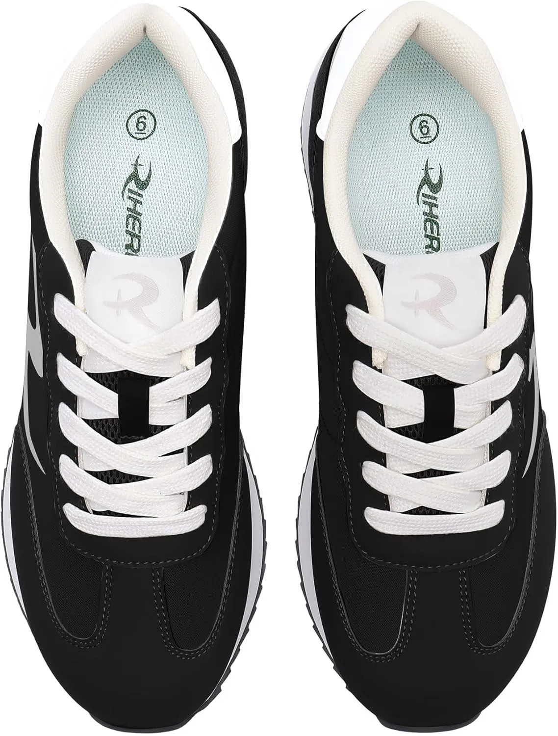 Rihero Women's Platform Sneakers Casual Lace Up Non Slip Tennis Walking Shoes Comfortable Lightweight Chunky Fashion Sneakers