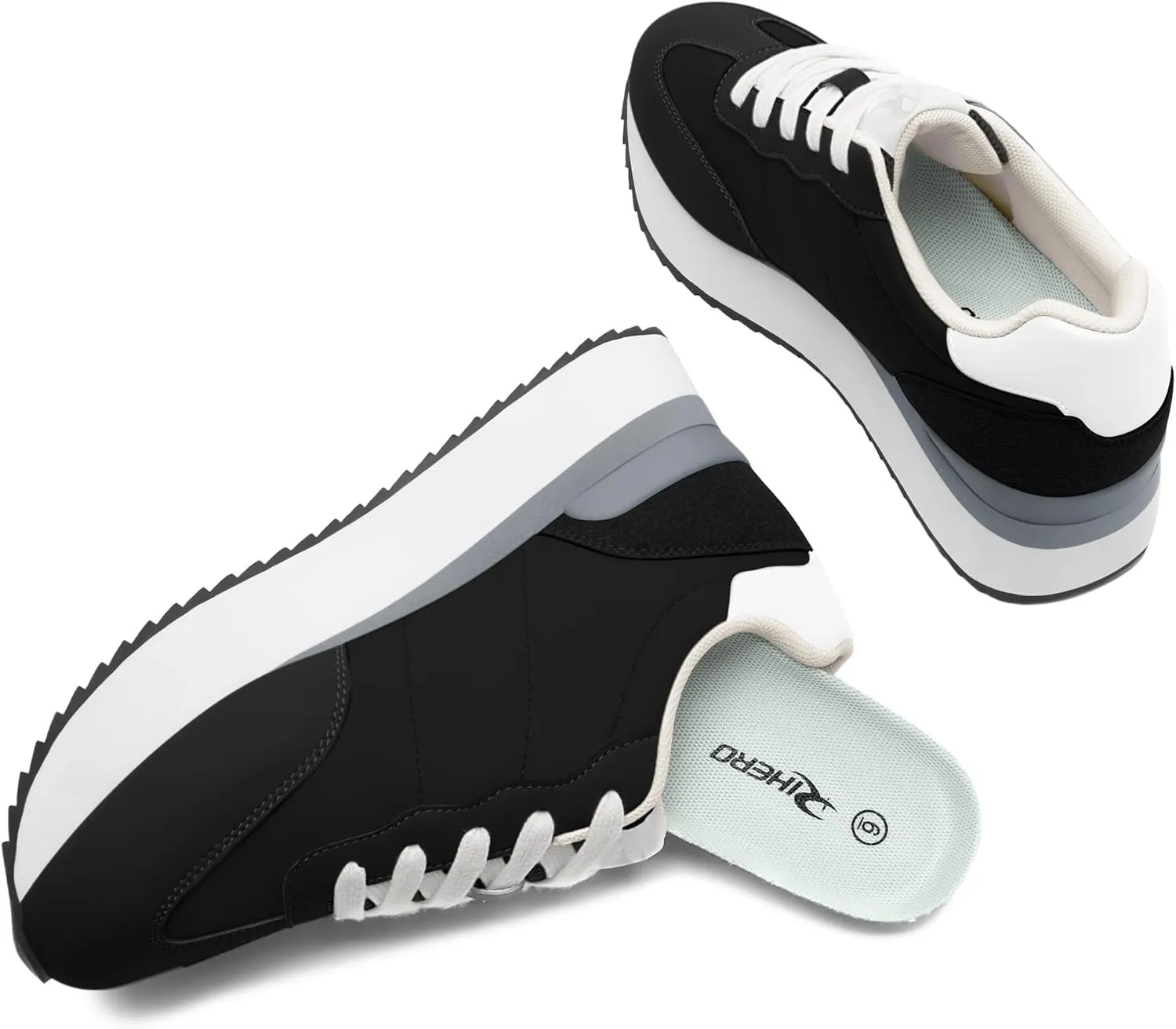 Rihero Women's Platform Sneakers Casual Lace Up Non Slip Tennis Walking Shoes Comfortable Lightweight Chunky Fashion Sneakers