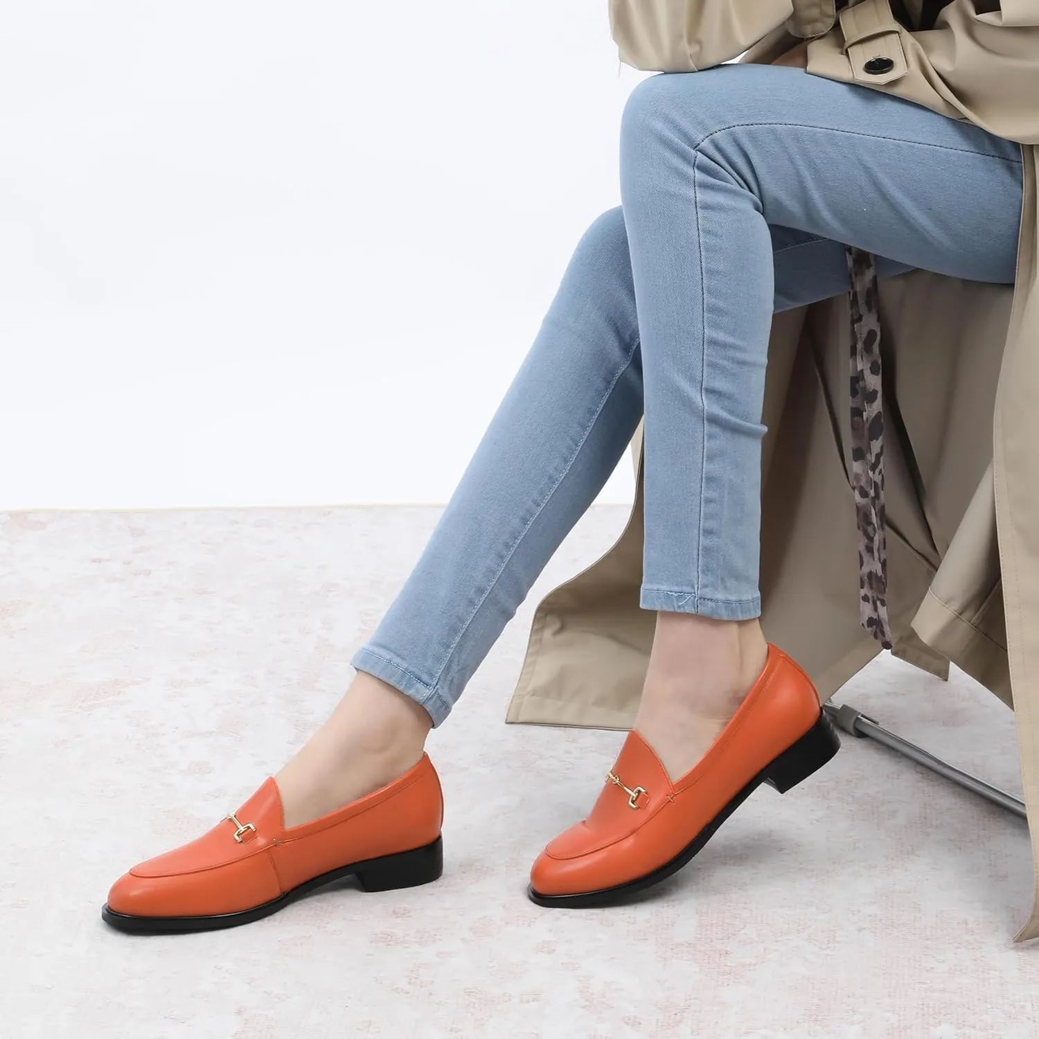 ROSERWISH Loafers for Women Flats Shoes Womens Penny Loafers Slip On Comfortable Office Work Flats Fashion Dress Shoes