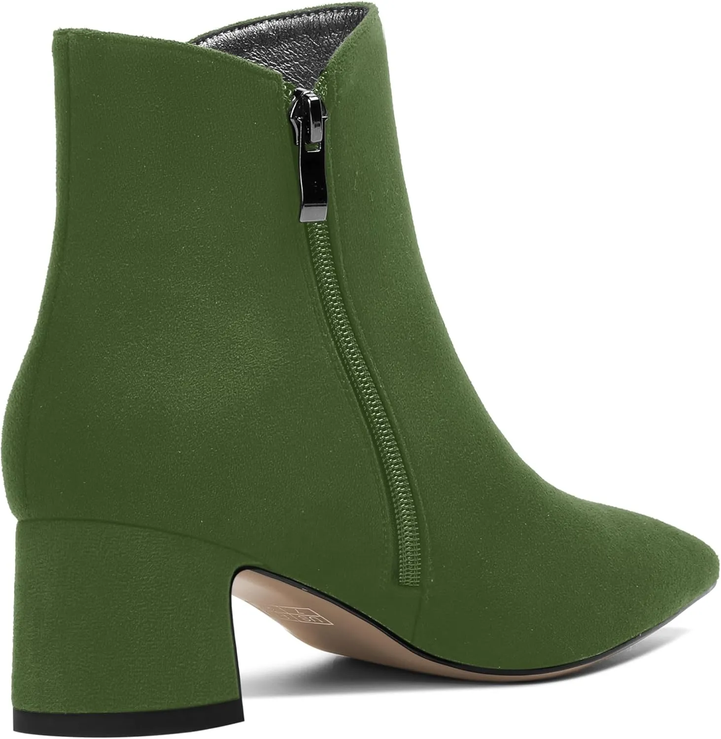 ROSERWISH Womens Zip Suede Outdoor Pointed Toe Fashion Casual Chunky Low Heel Ankle High Boots 2 Inch
