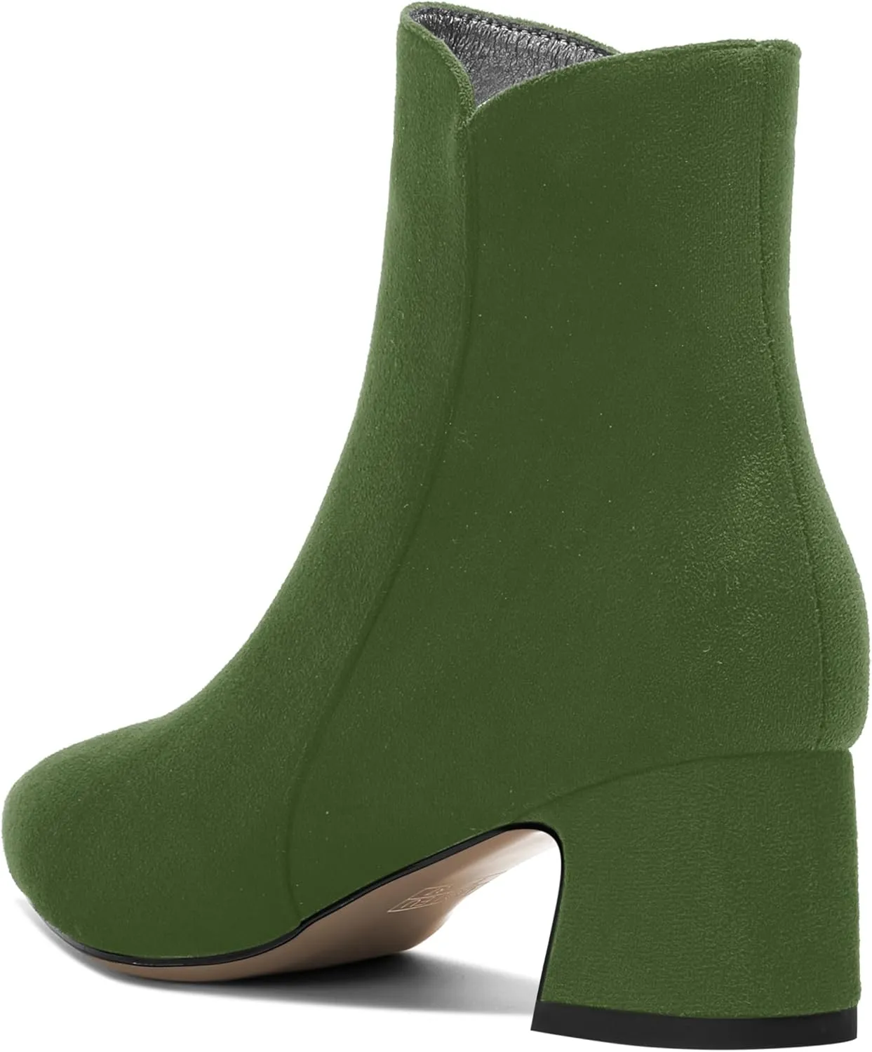 ROSERWISH Womens Zip Suede Outdoor Pointed Toe Fashion Casual Chunky Low Heel Ankle High Boots 2 Inch