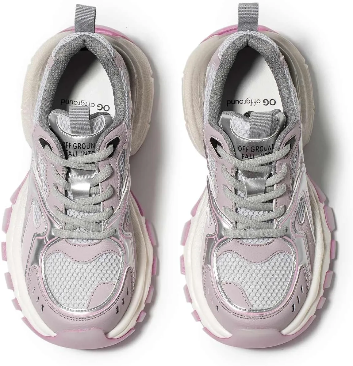 Running Shoes for Women, Chunky Platform Sneakers Womens, Lace-up Casual Road Sport Tennis Fashion Leather Walking Shoes
