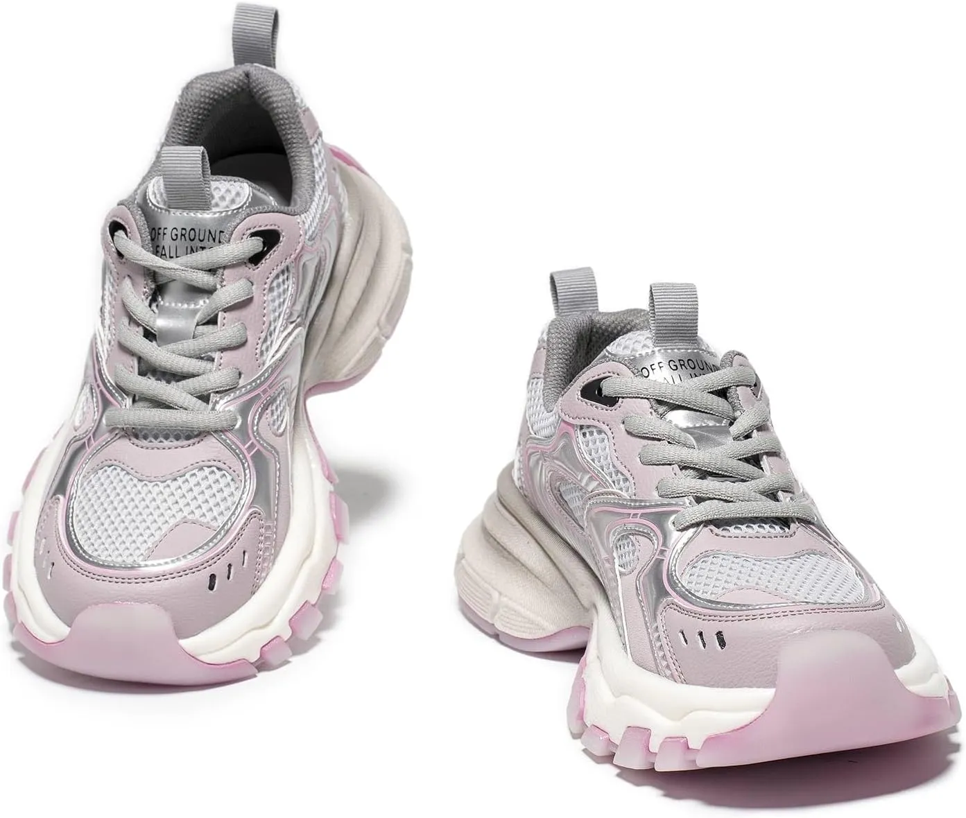 Running Shoes for Women, Chunky Platform Sneakers Womens, Lace-up Casual Road Sport Tennis Fashion Leather Walking Shoes