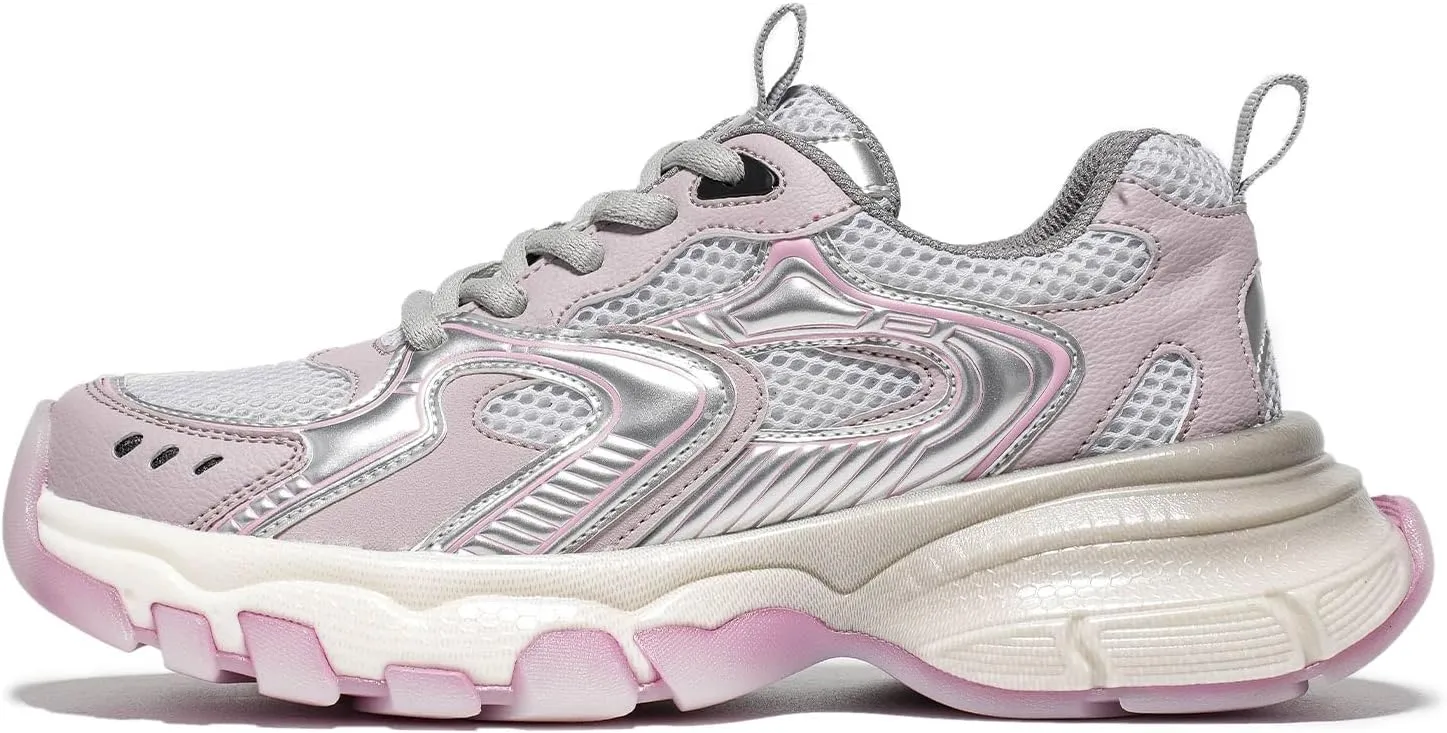 Running Shoes for Women, Chunky Platform Sneakers Womens, Lace-up Casual Road Sport Tennis Fashion Leather Walking Shoes