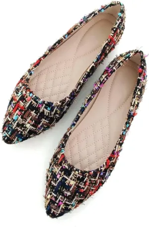 SAILING LU Pointed Toe Black Ballet Flats Dressy Shoes for Womens Comfortable Memory Foam Ladies Casual Slip-On Loafers Ballerina Walking Flats Size 8.5