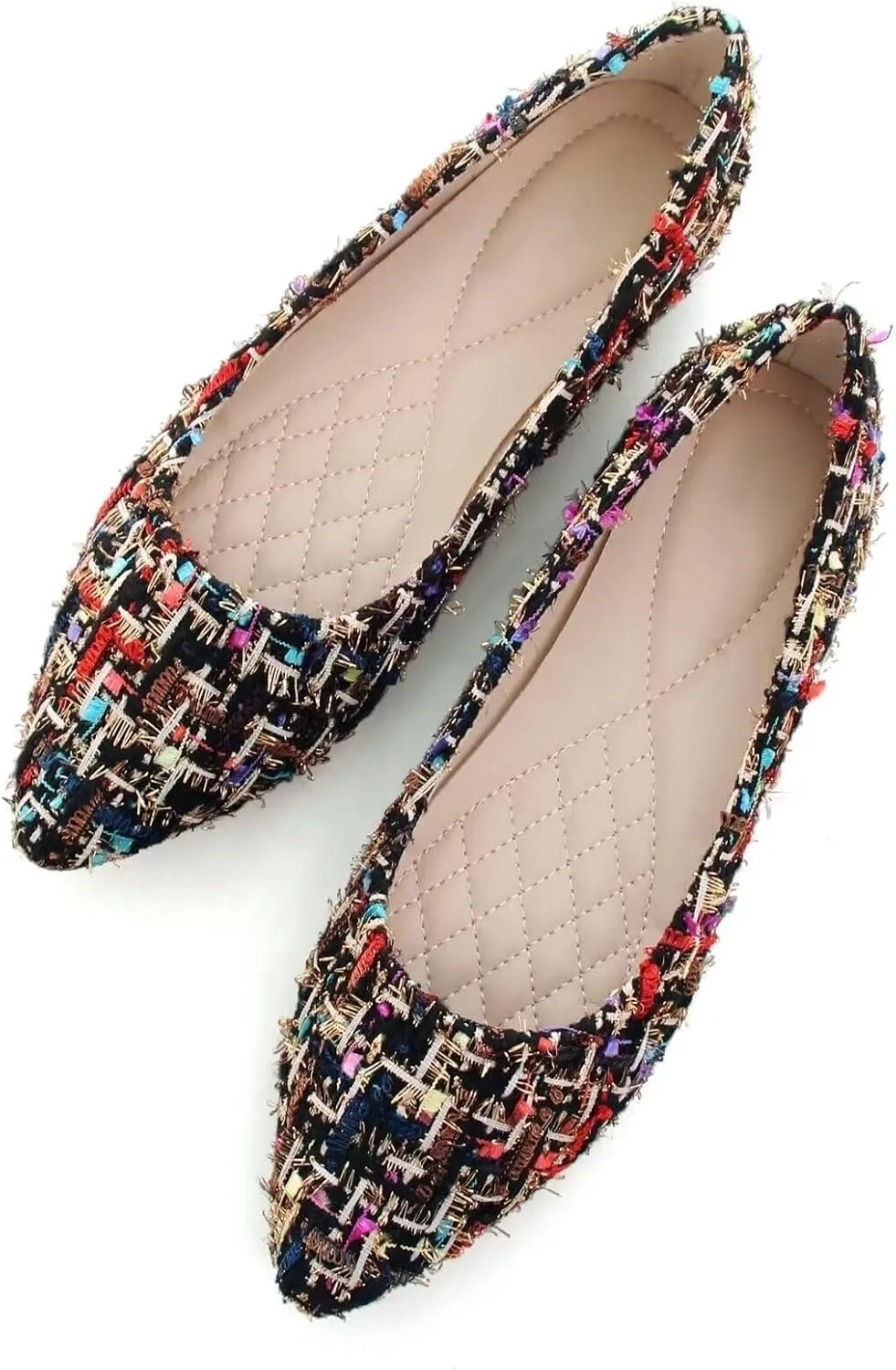 SAILING LU Pointed Toe Black Ballet Flats Dressy Shoes for Womens Comfortable Memory Foam Ladies Casual Slip-On Loafers Ballerina Walking Flats Size 8.5