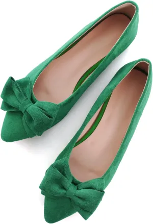SAILING LU Pointy Toe Ballet Flats for Women with Cute Bowknot Elegant Slip-ons Soft Support Daily Walking Shoes