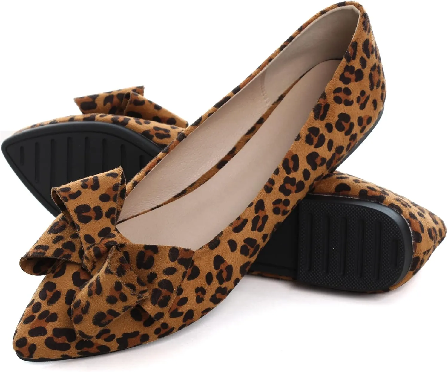 SAILING LU Pointy Toe Ballet Flats for Women with Cute Bowknot Elegant Slip-ons Soft Support Daily Walking Shoes