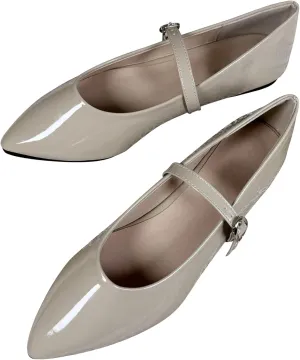 SAILING LU Women's Pointy Toe Mary Jane Flats PU Leather Buckle Fashion Vintage Wedding Dress Flats Shoes
