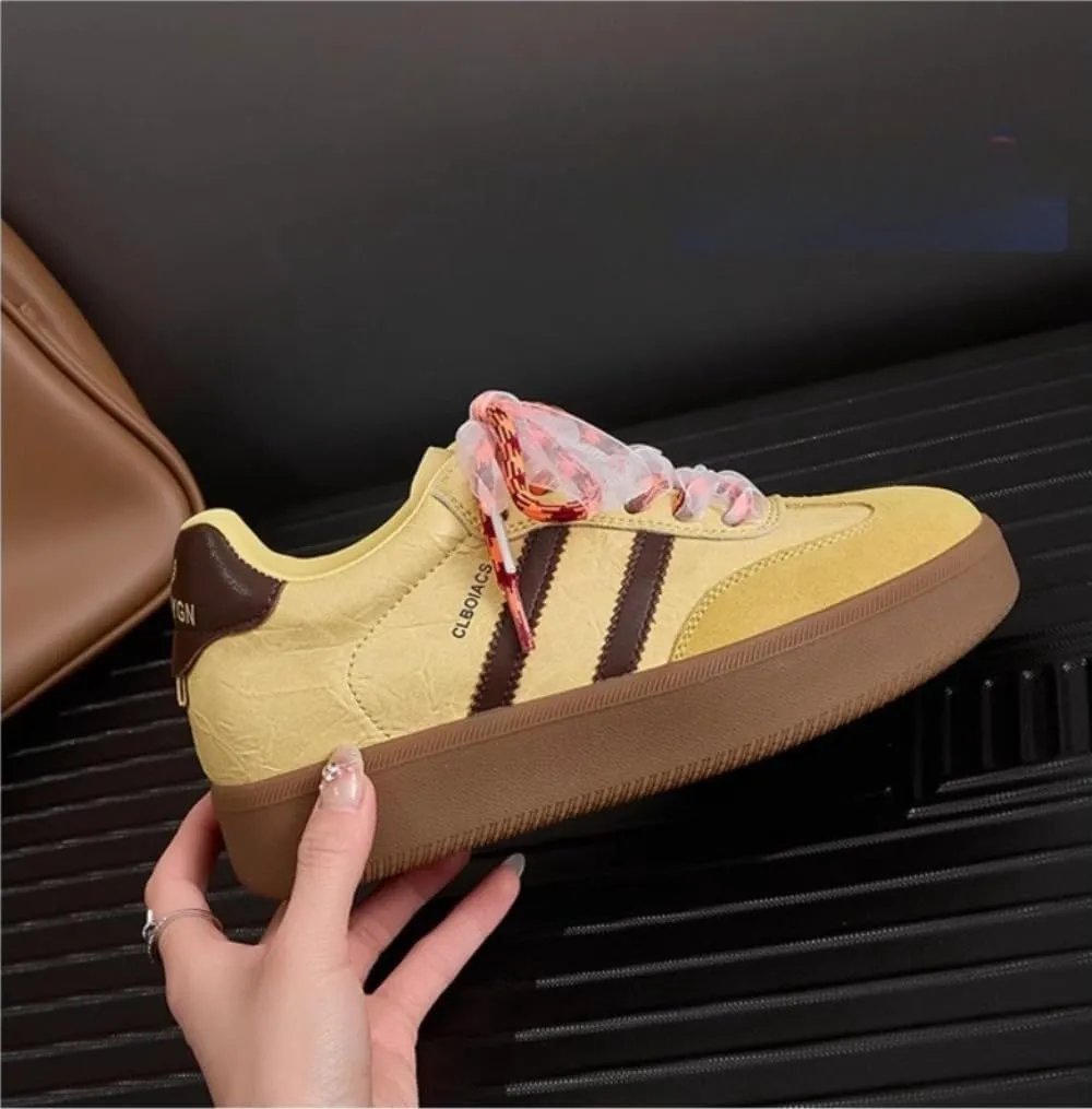 Satin Lace-up Sneakerina Flats Ballet Sneakers Women Girls Cute Y2K Retro Dopamine Leather Round Toes Non-Slip Chunky Sole Platform Tennis Sneakers Preppy Back to School Gifts Daughter Granddaughter