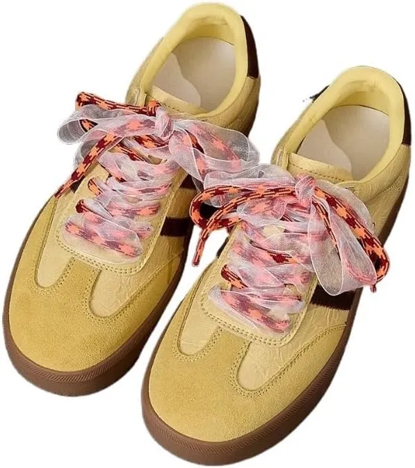 Satin Lace-up Sneakerina Flats Ballet Sneakers Women Girls Cute Y2K Retro Dopamine Leather Round Toes Non-Slip Chunky Sole Platform Tennis Sneakers Preppy Back to School Gifts Daughter Granddaughter
