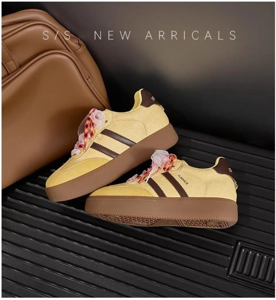 Satin Lace-up Sneakerina Flats Ballet Sneakers Women Girls Cute Y2K Retro Dopamine Leather Round Toes Non-Slip Chunky Sole Platform Tennis Sneakers Preppy Back to School Gifts Daughter Granddaughter