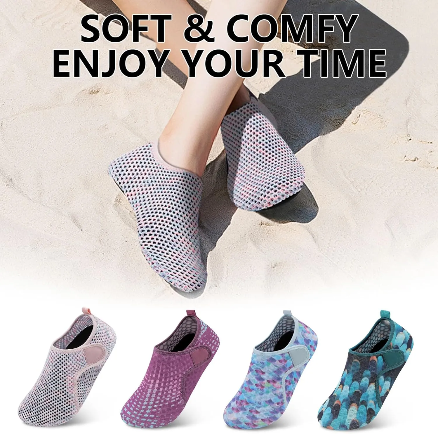 Scurtain Barefoot Water Shoes for Women Men Beach Swim Aqua Socks Summer Quick-Dry Sandals Slippers