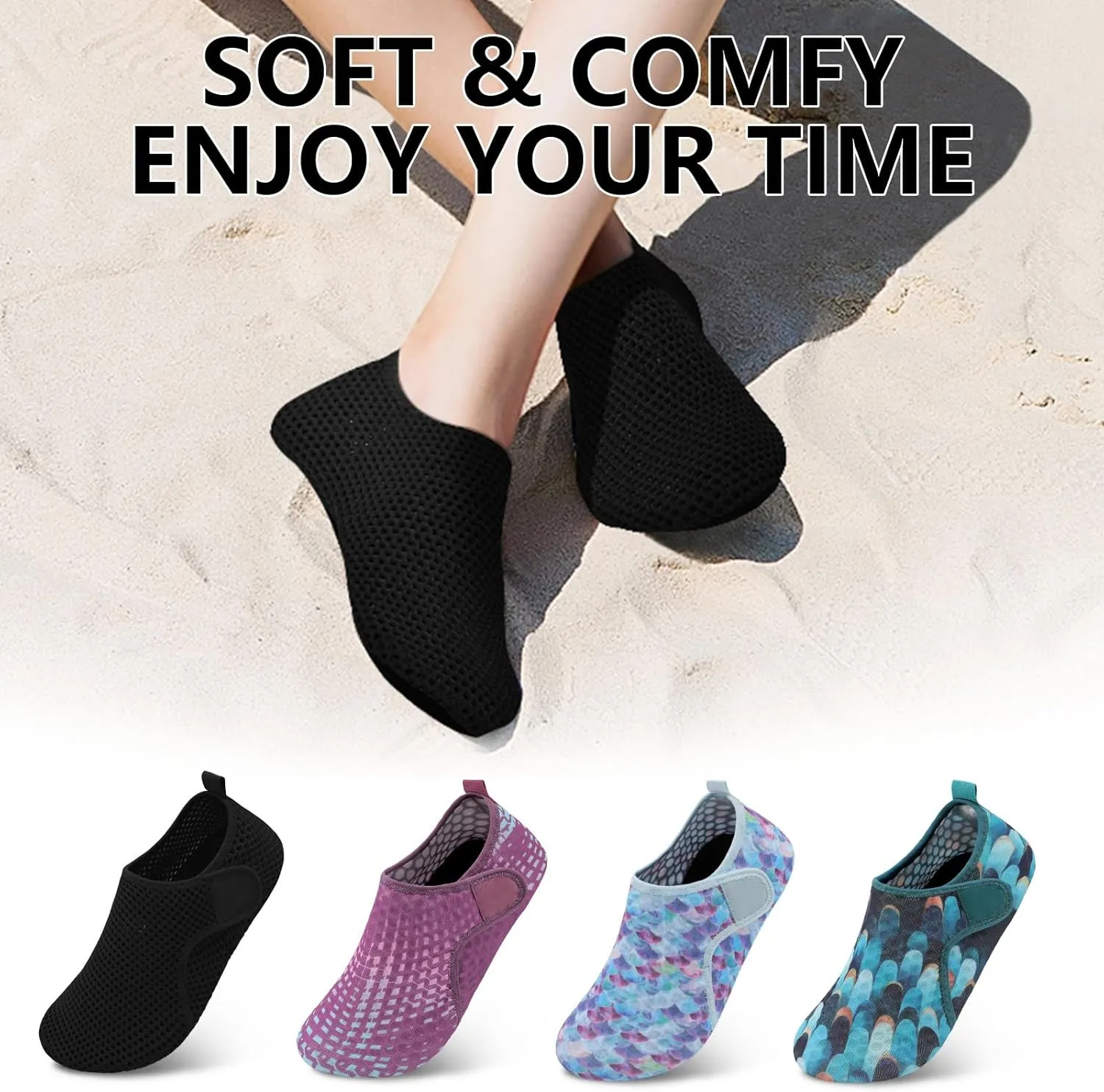 Scurtain Barefoot Water Shoes for Women Men Beach Swim Aqua Socks Summer Quick-Dry Sandals Slippers
