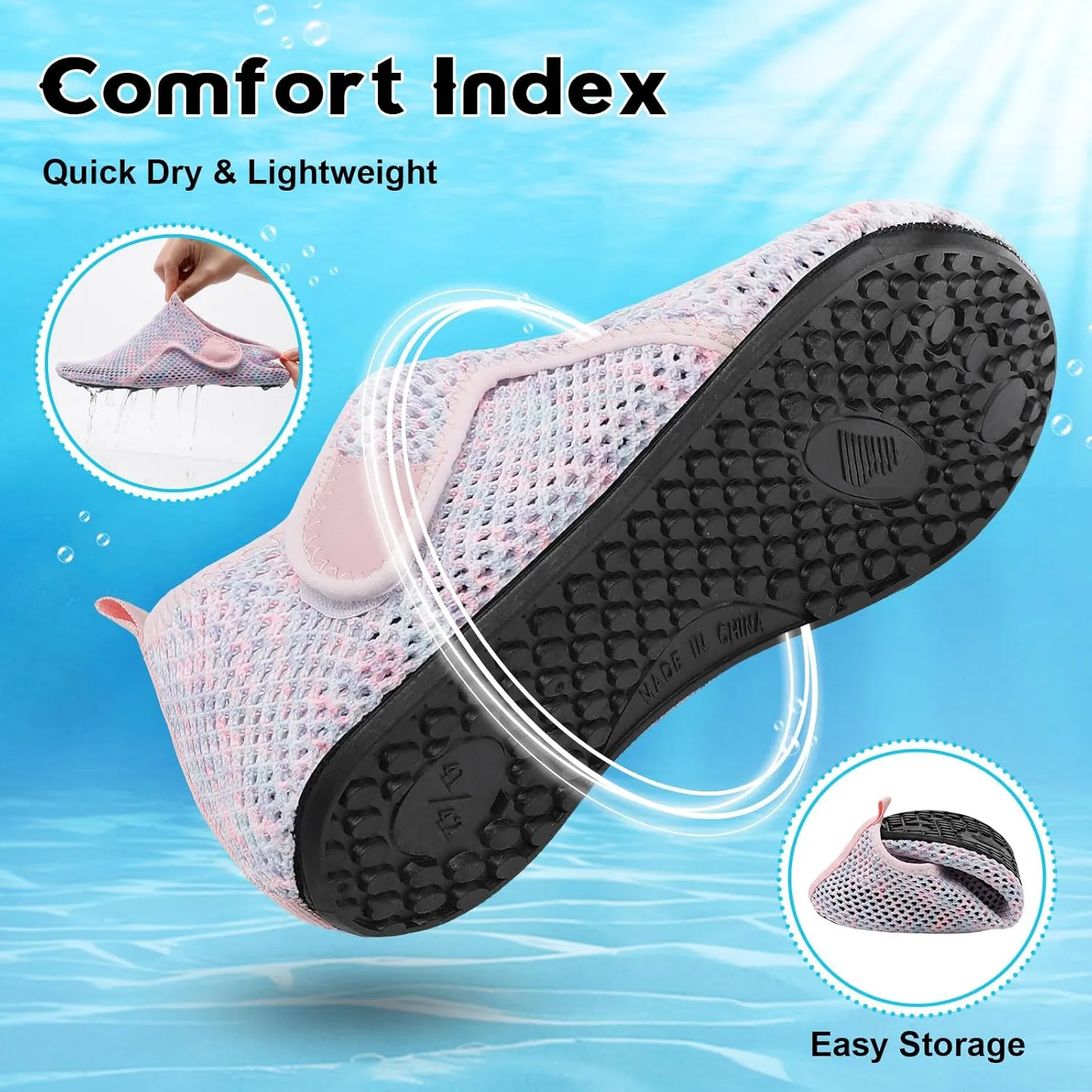 Scurtain Barefoot Water Shoes for Women Men Beach Swim Aqua Socks Summer Quick-Dry Sandals Slippers