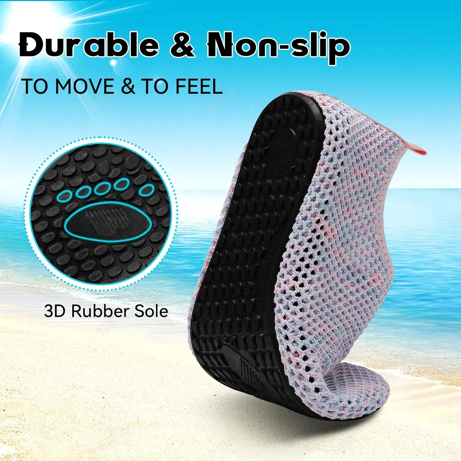 Scurtain Barefoot Water Shoes for Women Men Beach Swim Aqua Socks Summer Quick-Dry Sandals Slippers
