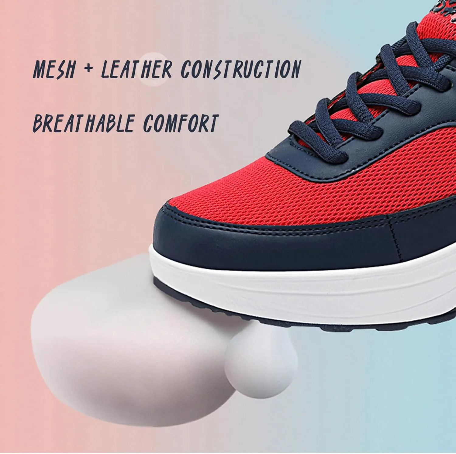 SECHRITE Womens Platform Sneakers Chunky Walking Shoes Air Cushion Thick Rocker Bottom Wedge Shoes