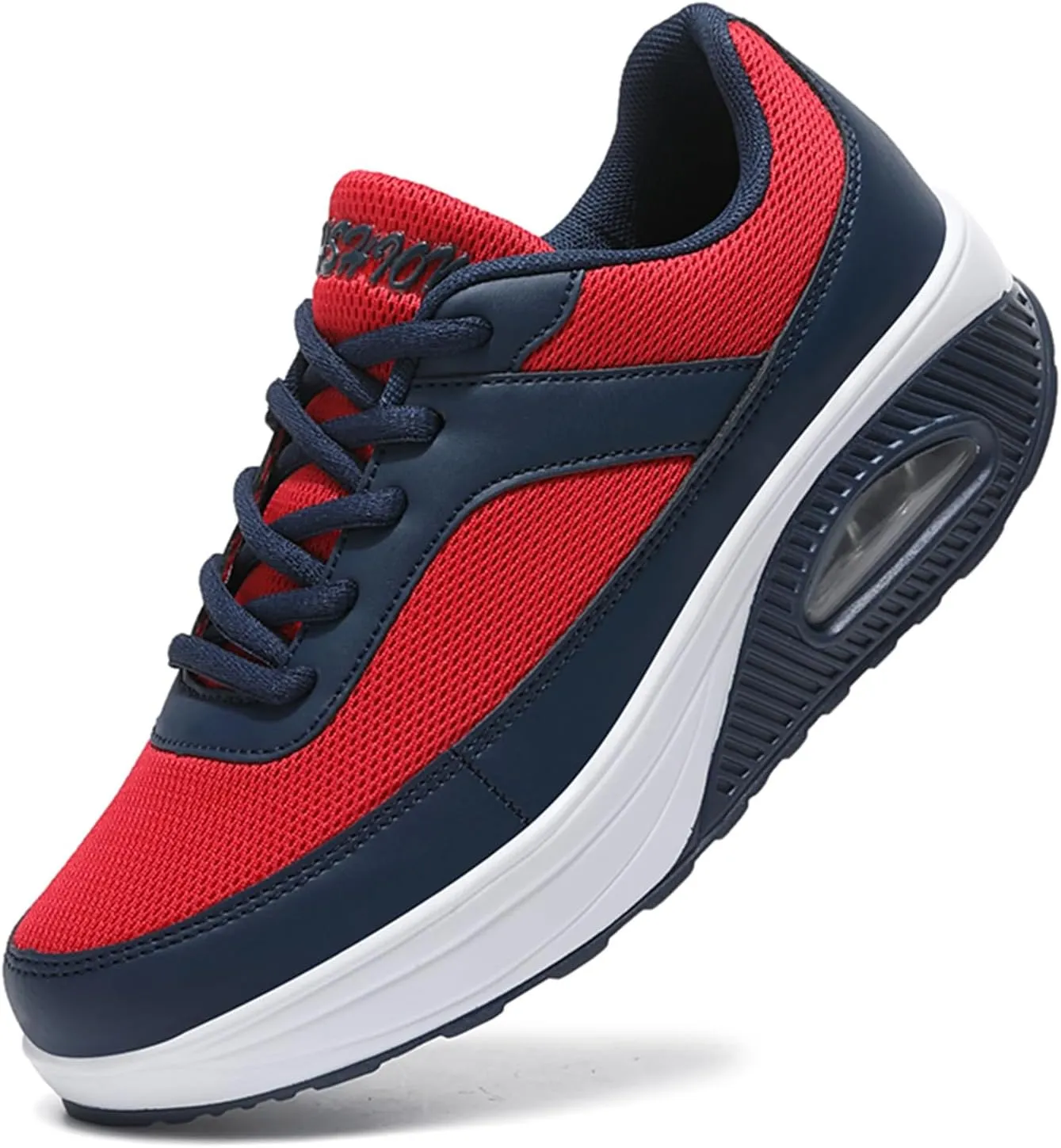 SECHRITE Womens Platform Sneakers Chunky Walking Shoes Air Cushion Thick Rocker Bottom Wedge Shoes