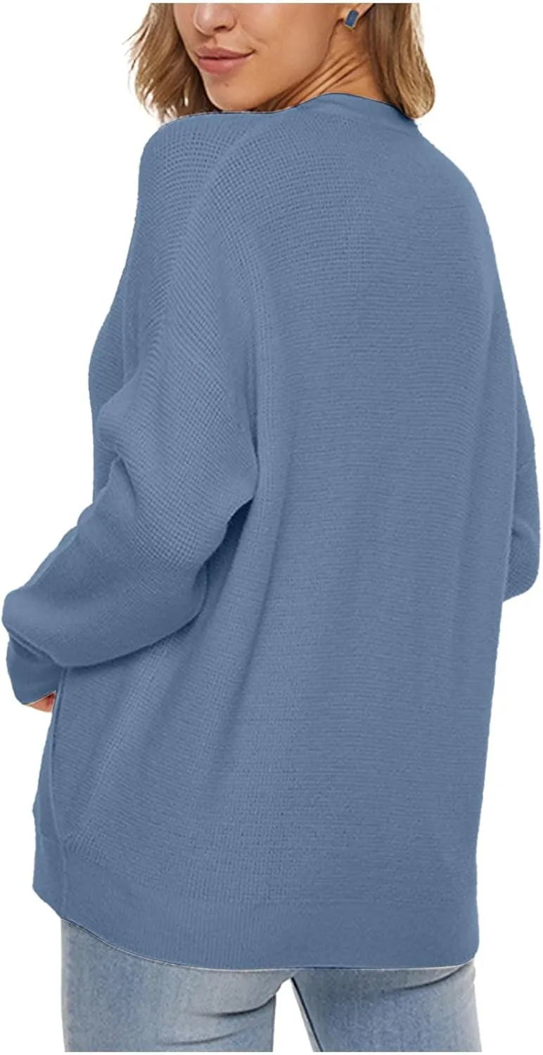 Sexy Cross Wrap v Neck Sweaters for Women Trendy Oversized Long Sleeve Knit Pullover Tops Ladies Casual Sweater