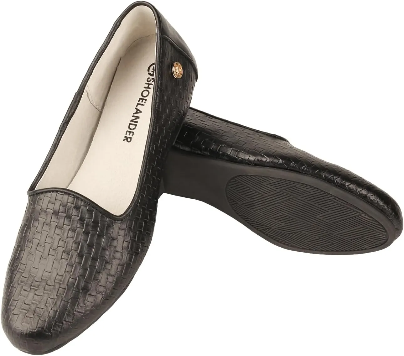 SHOELANDER Elegant Slip-On Crocodile-Print Leather Flats Women's Fashion Shoes