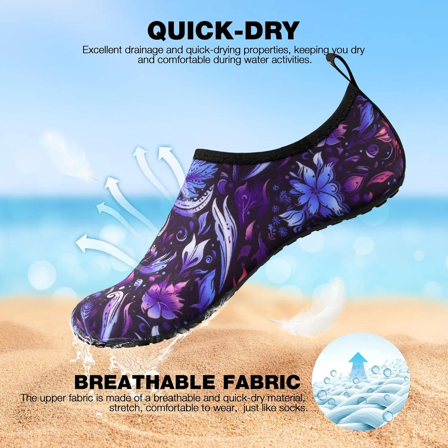 SIMARI Water Shoes Women Men Aqua Socks Beach Barefoot Quick Drying Aqua Aerobics Swim Pool Non Slip Outdoor Travel Essentials Surf River Lake Snorkeling Kayak Yoga Adult Youth
