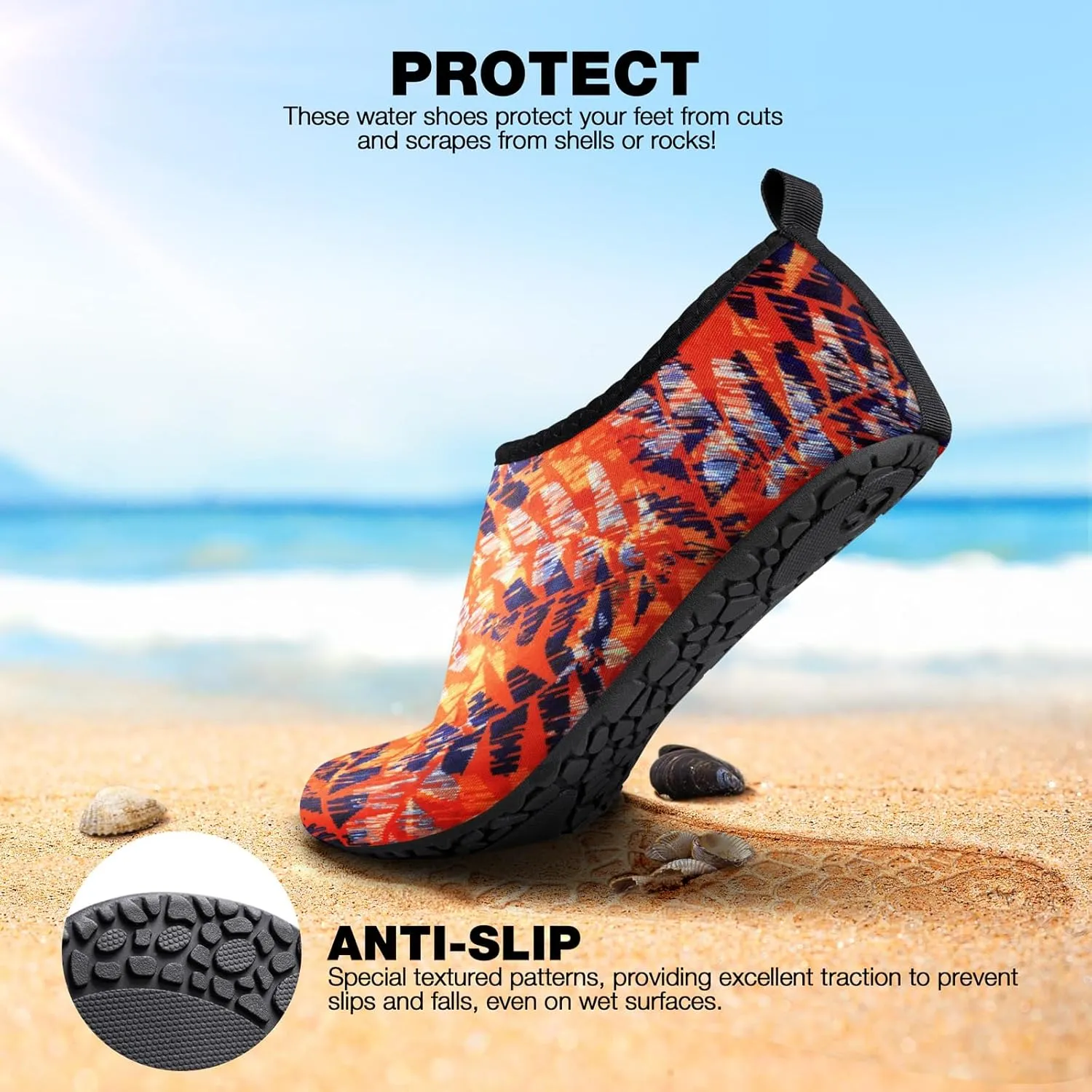 SIMARI Water Shoes Women Men Aqua Socks Beach Barefoot Quick Drying Aqua Aerobics Swim Pool Non Slip Outdoor Travel Essentials Surf River Lake Snorkeling Kayak Yoga Adult Youth