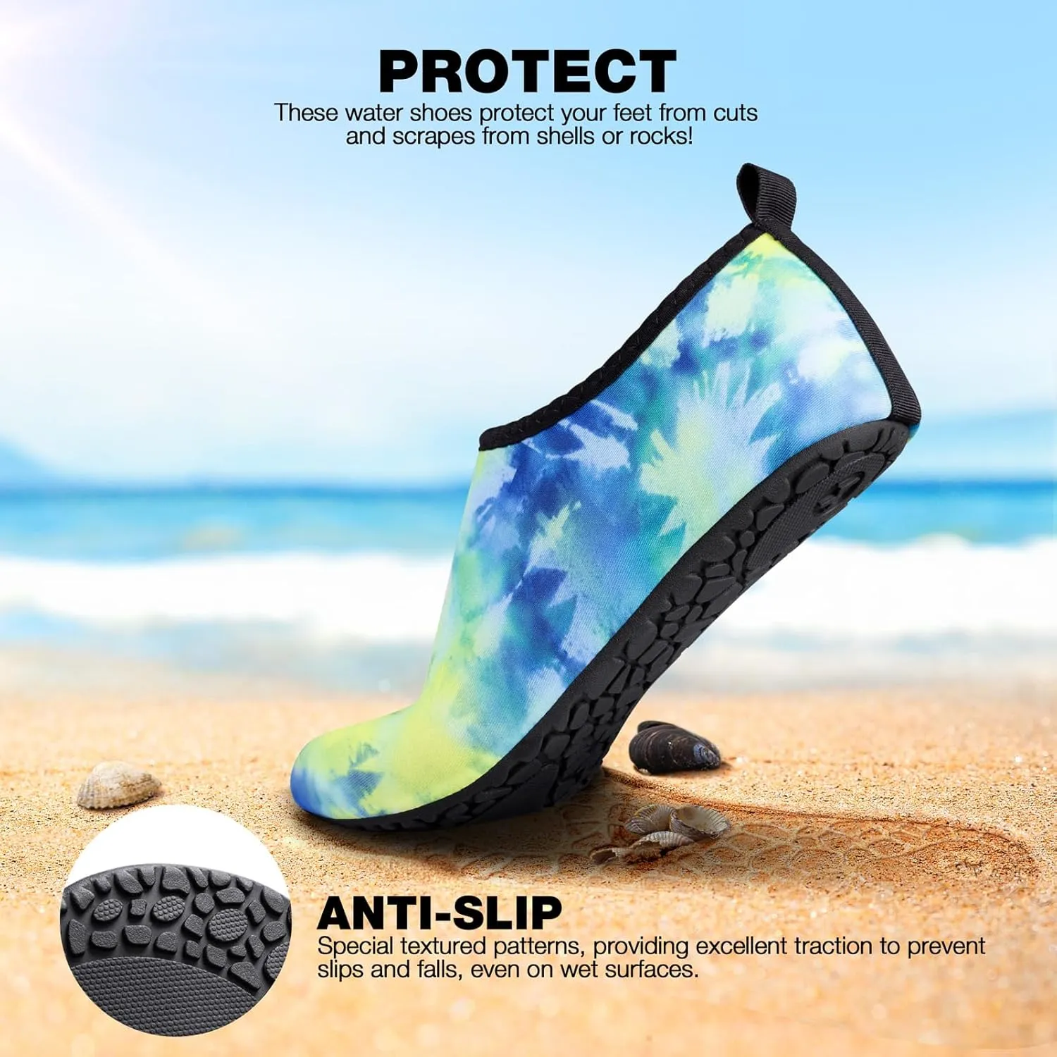 SIMARI Water Shoes Women Men Aqua Socks Beach Barefoot Quick Drying Aqua Aerobics Swim Pool Non Slip Outdoor Travel Essentials Surf River Lake Snorkeling Kayak Yoga Adult Youth