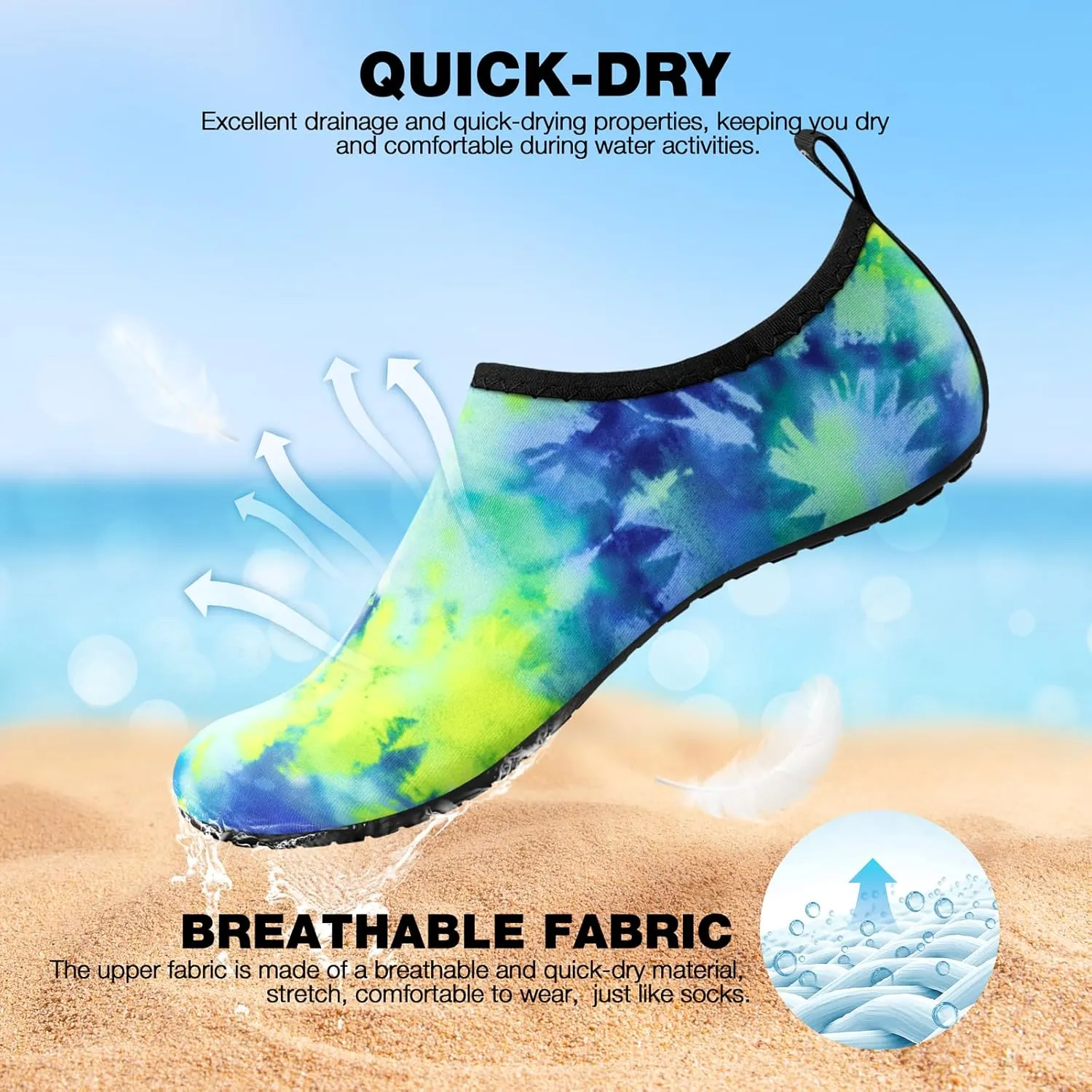 SIMARI Water Shoes Women Men Aqua Socks Beach Barefoot Quick Drying Aqua Aerobics Swim Pool Non Slip Outdoor Travel Essentials Surf River Lake Snorkeling Kayak Yoga Adult Youth