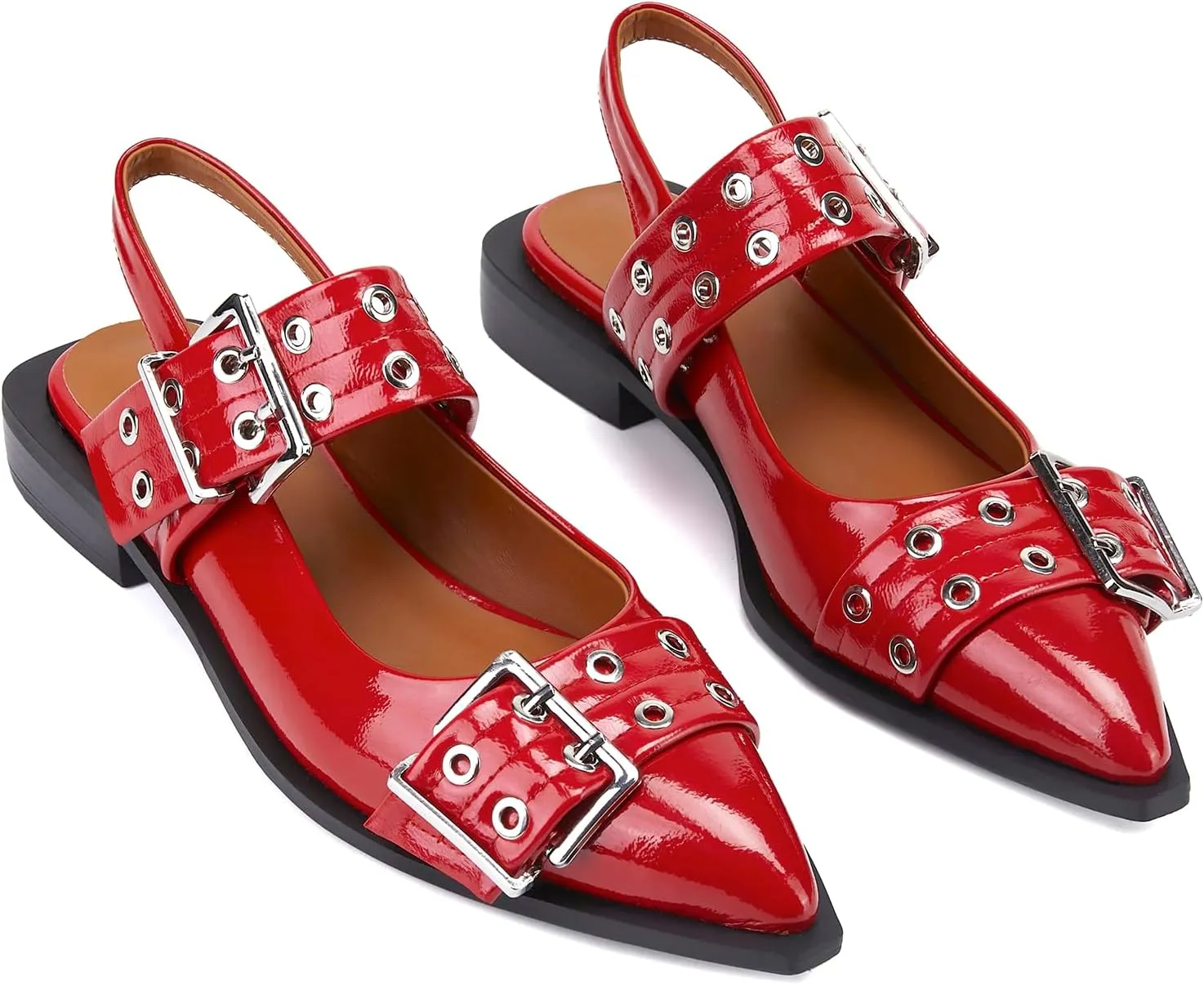 Slingback Ballet Flats for Women, Flats Closed Toe Ankle Strap Pump Shoes Flats Formal Dressy Comfortable Casual Classic Office Party Shoes