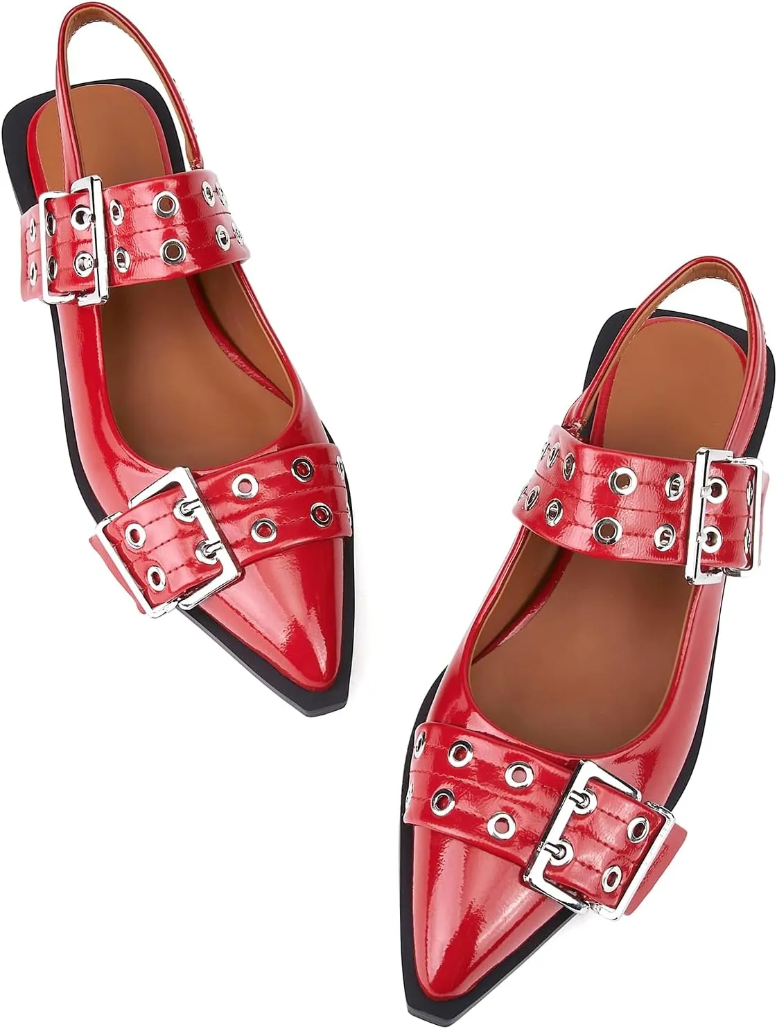 Slingback Ballet Flats for Women, Flats Closed Toe Ankle Strap Pump Shoes Flats Formal Dressy Comfortable Casual Classic Office Party Shoes