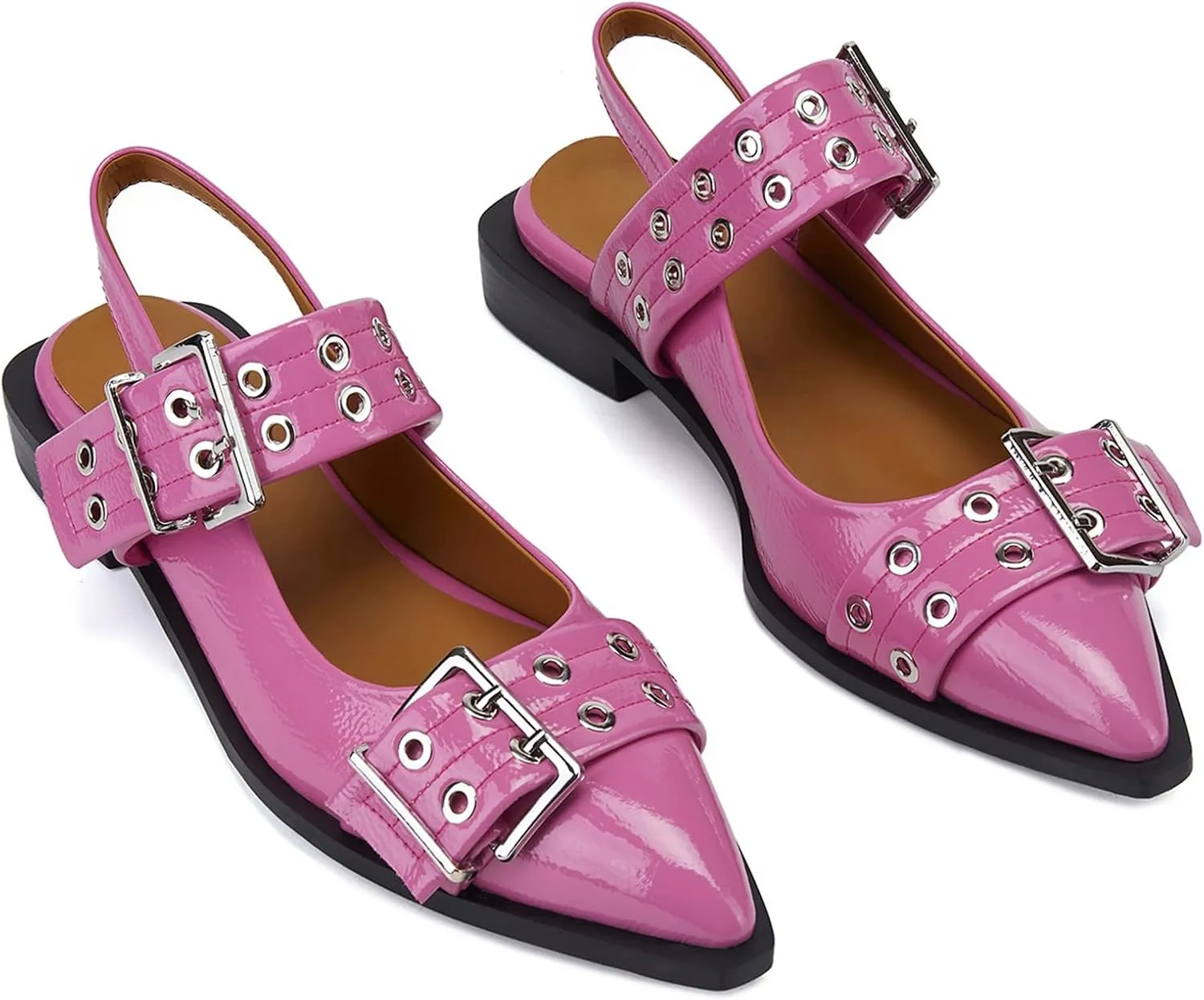 Slingback Ballet Flats for Women, Flats Closed Toe Ankle Strap Pump Shoes Flats Formal Dressy Comfortable Casual Classic Office Party Shoes
