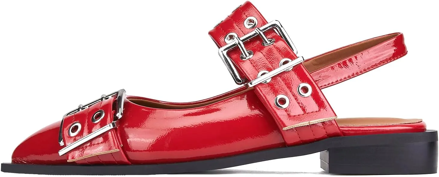 Slingback Ballet Flats for Women, Flats Closed Toe Ankle Strap Pump Shoes Flats Formal Dressy Comfortable Casual Classic Office Party Shoes
