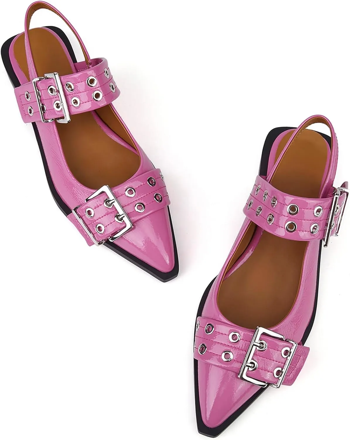 Slingback Ballet Flats for Women, Flats Closed Toe Ankle Strap Pump Shoes Flats Formal Dressy Comfortable Casual Classic Office Party Shoes
