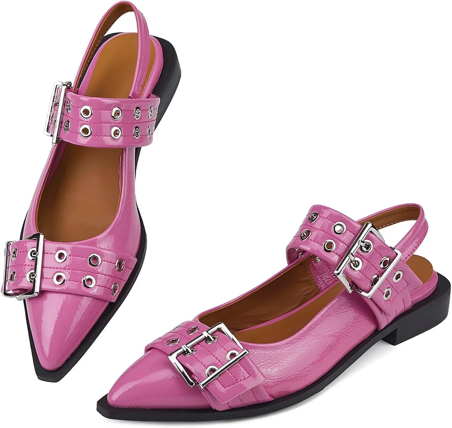 Slingback Ballet Flats for Women, Flats Closed Toe Ankle Strap Pump Shoes Flats Formal Dressy Comfortable Casual Classic Office Party Shoes
