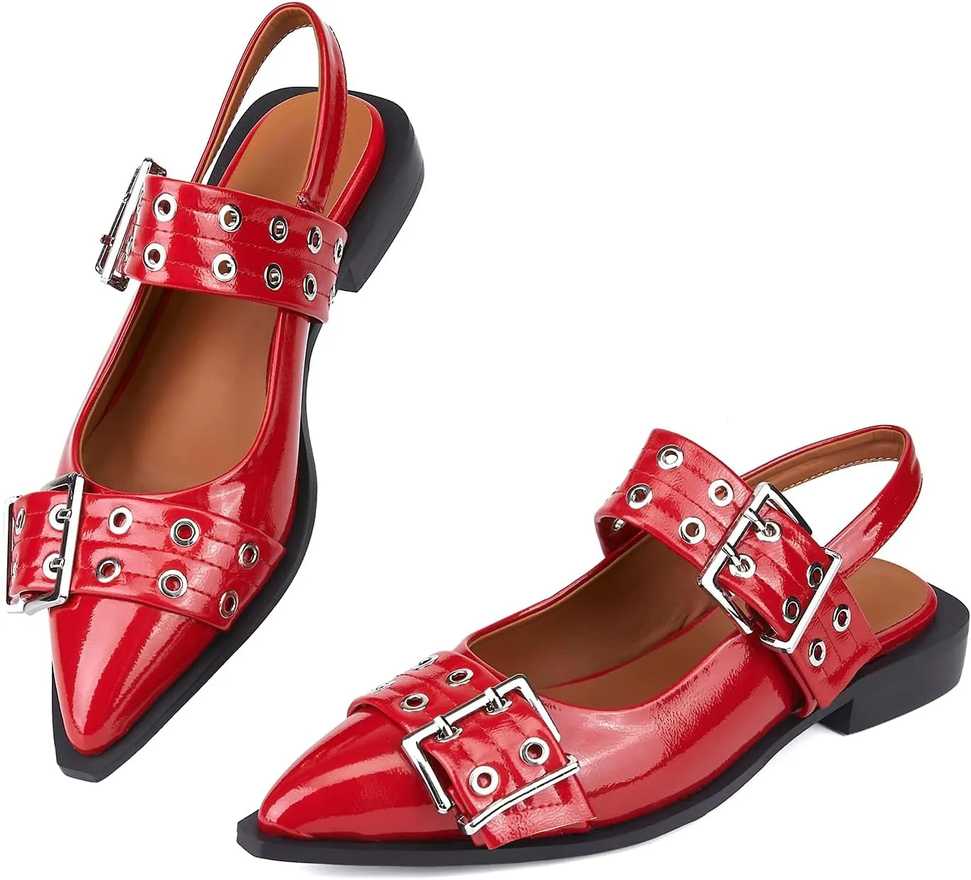 Slingback Ballet Flats for Women, Flats Closed Toe Ankle Strap Pump Shoes Flats Formal Dressy Comfortable Casual Classic Office Party Shoes
