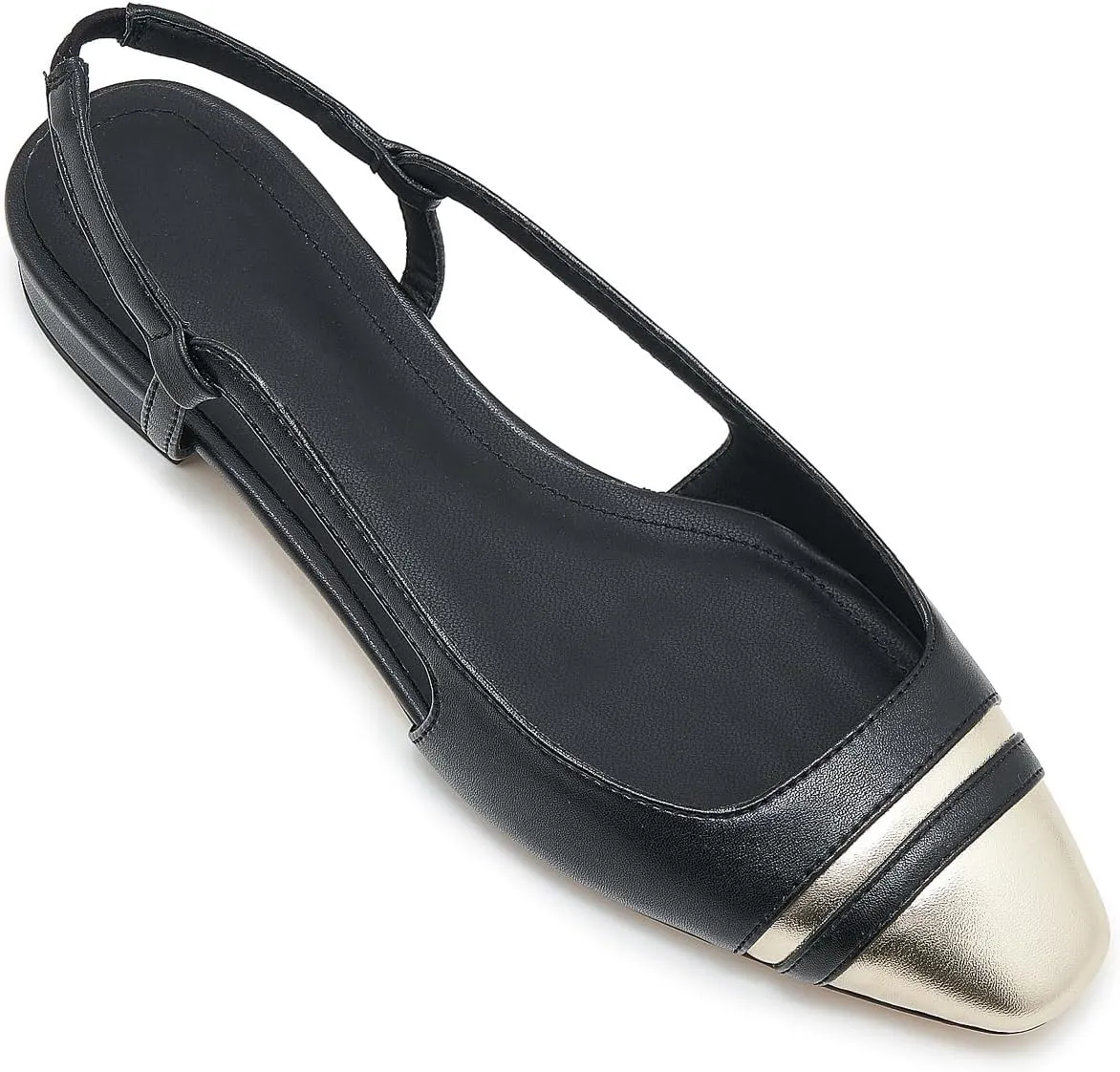 Slingback Flats for Women Cap Toe Two Tone Flat Pumps Work Office Shoes