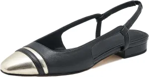 Slingback Flats for Women Cap Toe Two Tone Flat Pumps Work Office Shoes