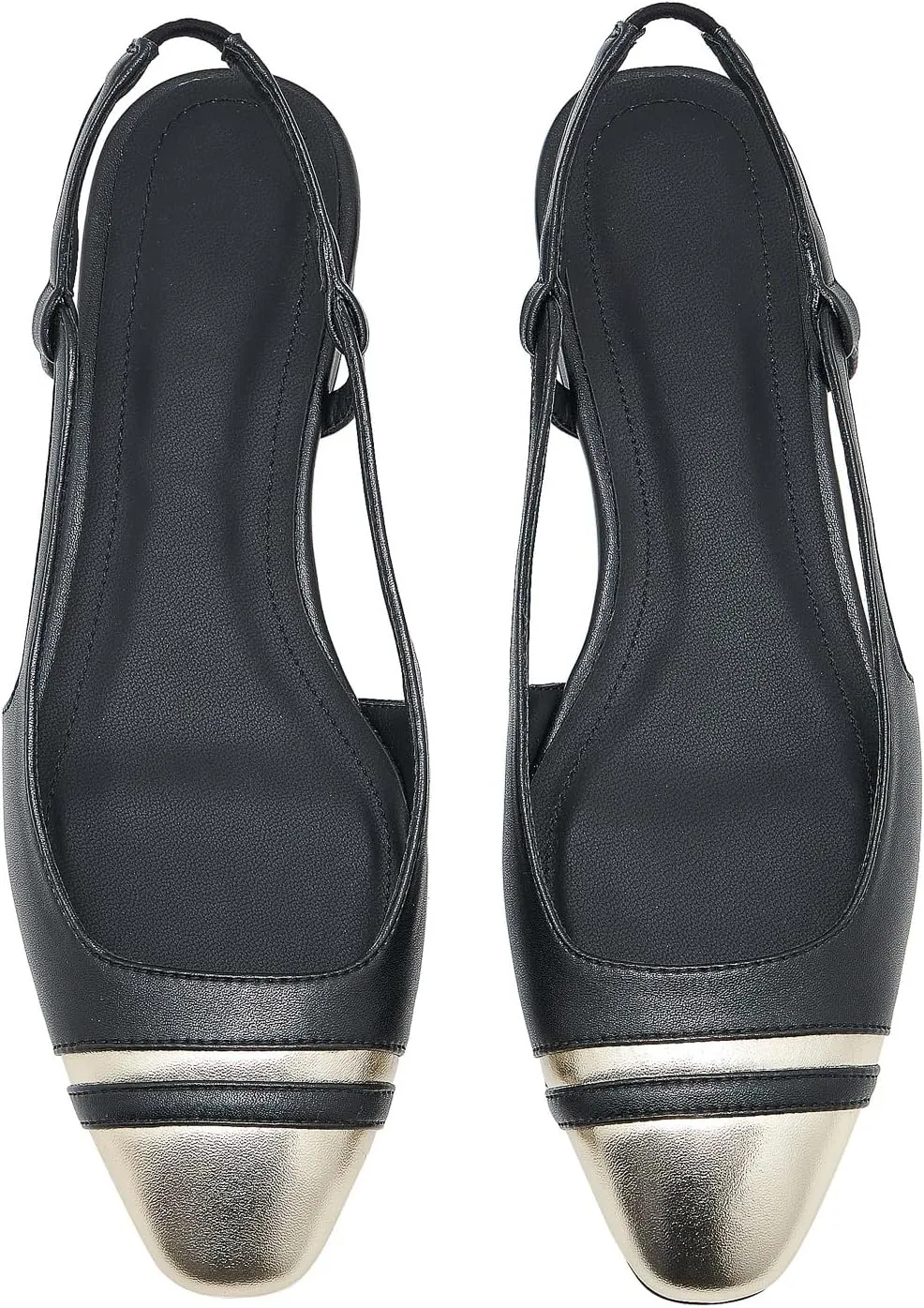 Slingback Flats for Women Cap Toe Two Tone Flat Pumps Work Office Shoes