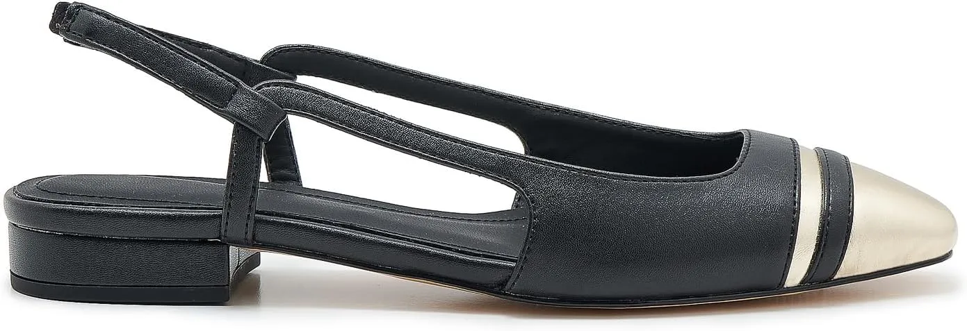 Slingback Flats for Women Cap Toe Two Tone Flat Pumps Work Office Shoes