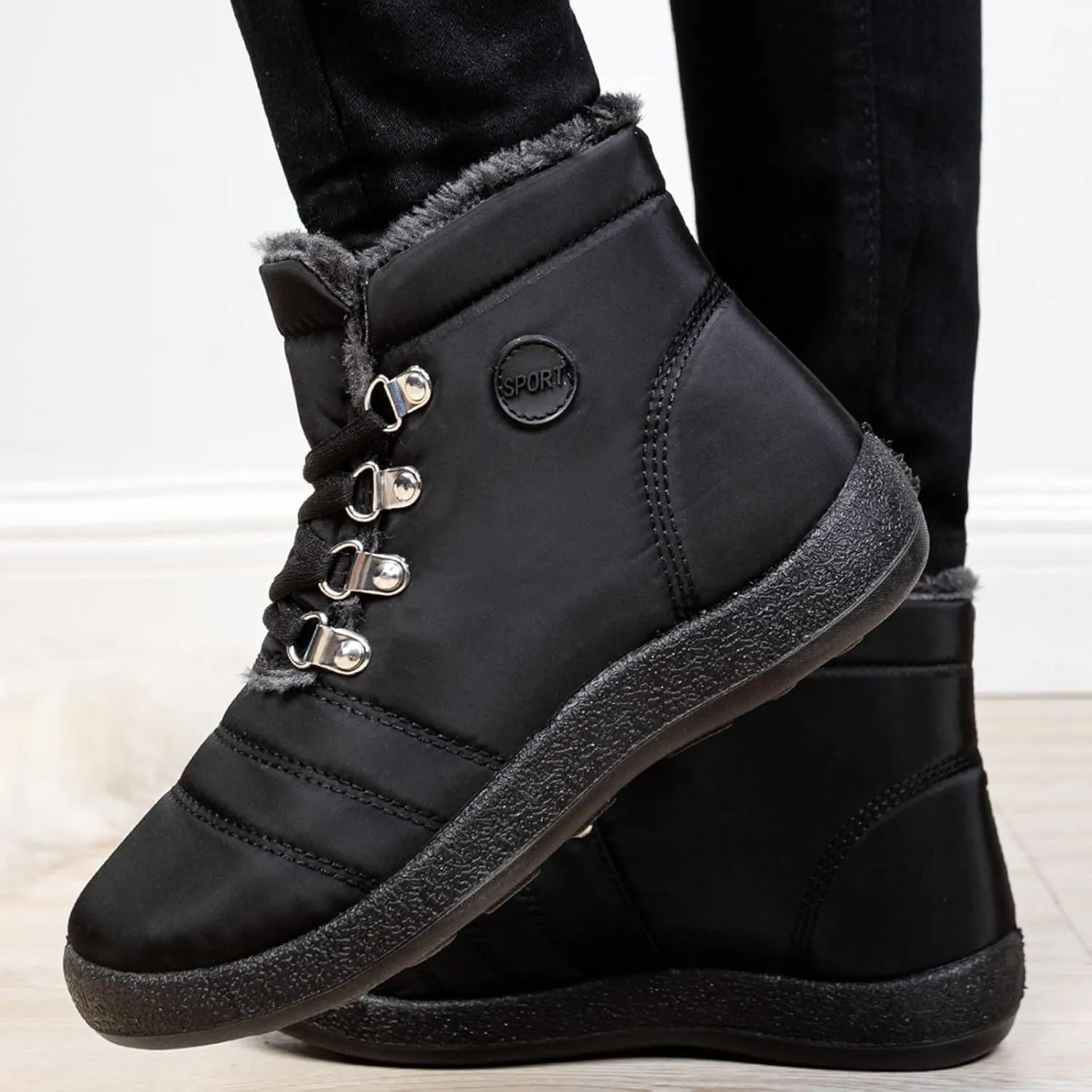 Snow Boots for Women Fur Lined Winter Boots Waterproof Warm Ankle Boots Comfortable Slip On Boots Outdoor Short Boots