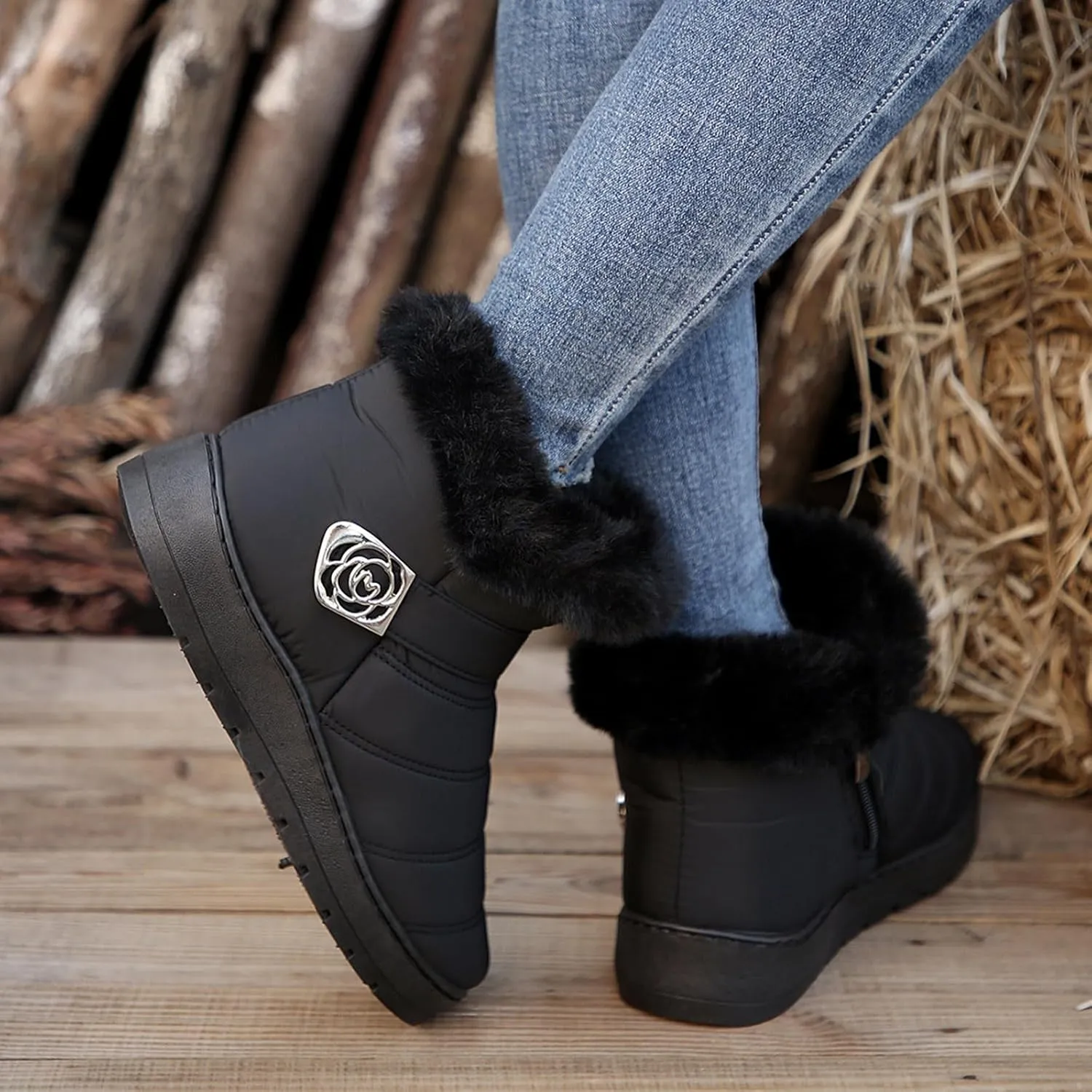 Snow Boots for Women Platform Boots 2024 Winter Warm Outdoor Waterproof Plush Insulation Flat Bottom Short Boots