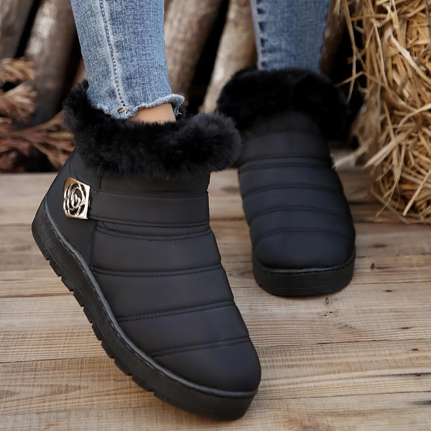 Snow Boots for Women Platform Boots 2024 Winter Warm Outdoor Waterproof Plush Insulation Flat Bottom Short Boots