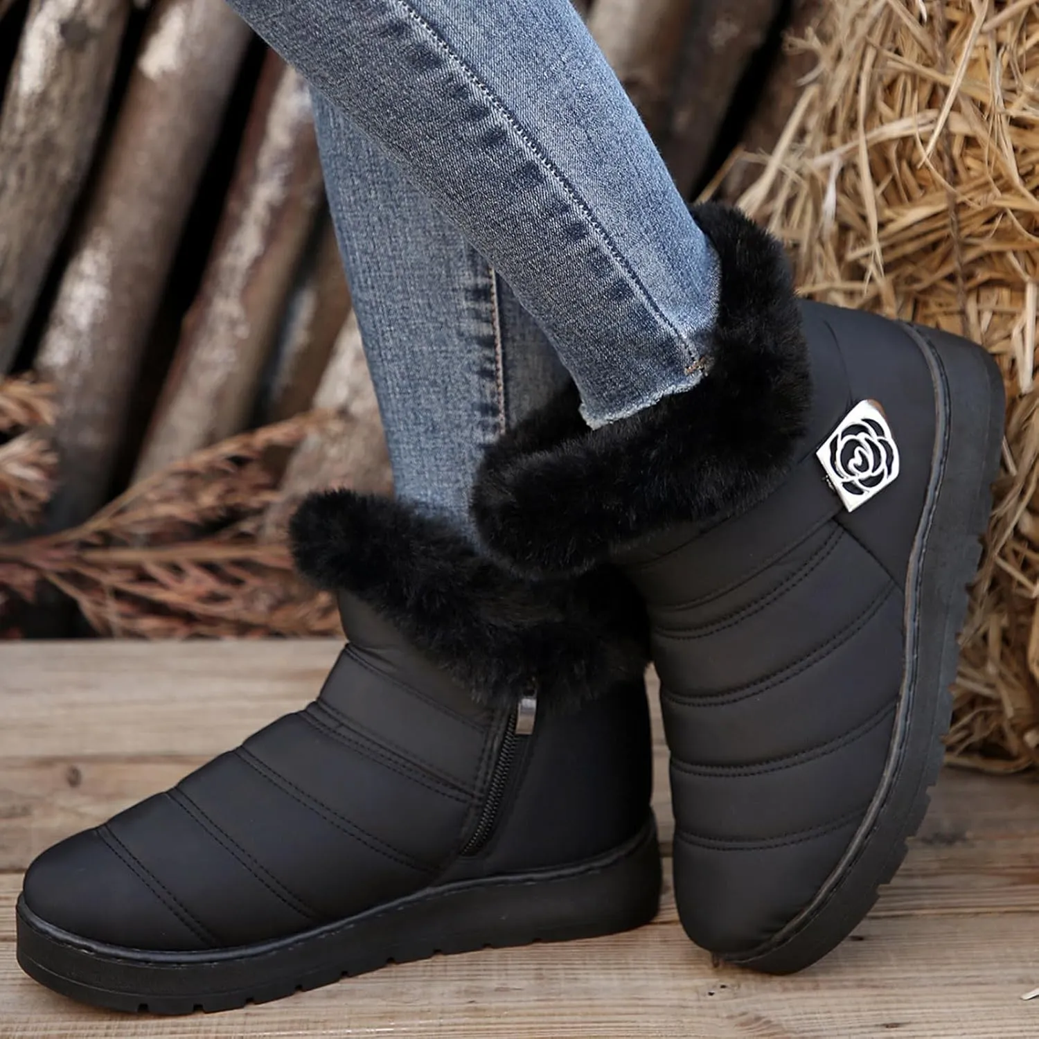 Snow Boots for Women Platform Boots 2024 Winter Warm Outdoor Waterproof Plush Insulation Flat Bottom Short Boots