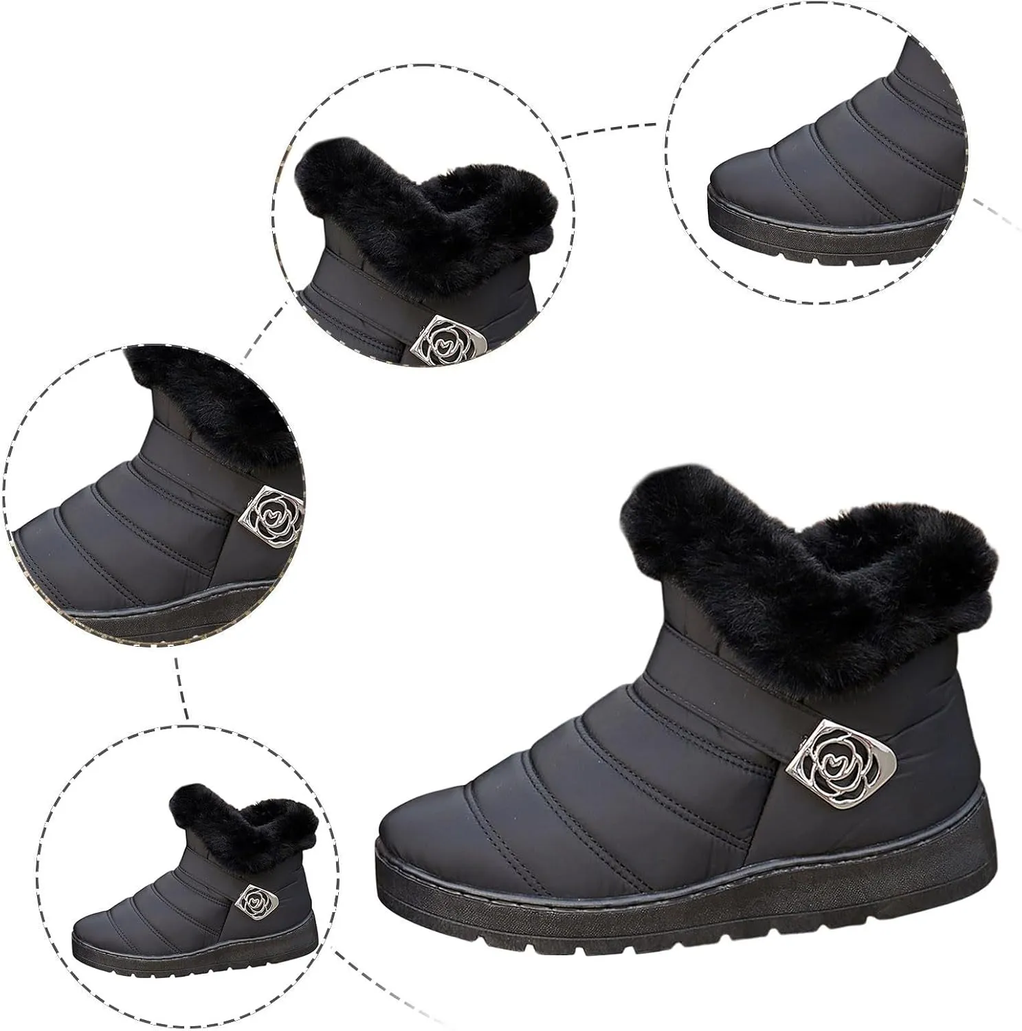 Snow Boots for Women Platform Boots 2024 Winter Warm Outdoor Waterproof Plush Insulation Flat Bottom Short Boots