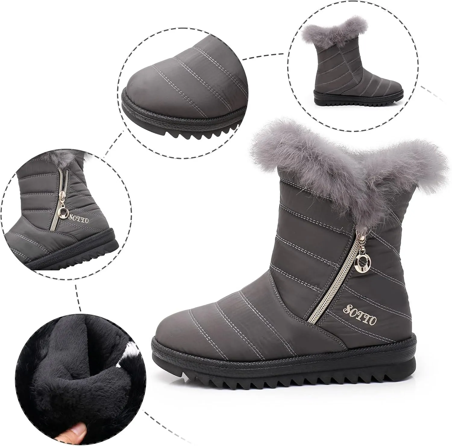 Snow Boots for Women Warm Fur Lined Winter Waterproof Ankle Boots Outdoor Thermal Booties Comfortable Walking Shoes for Women