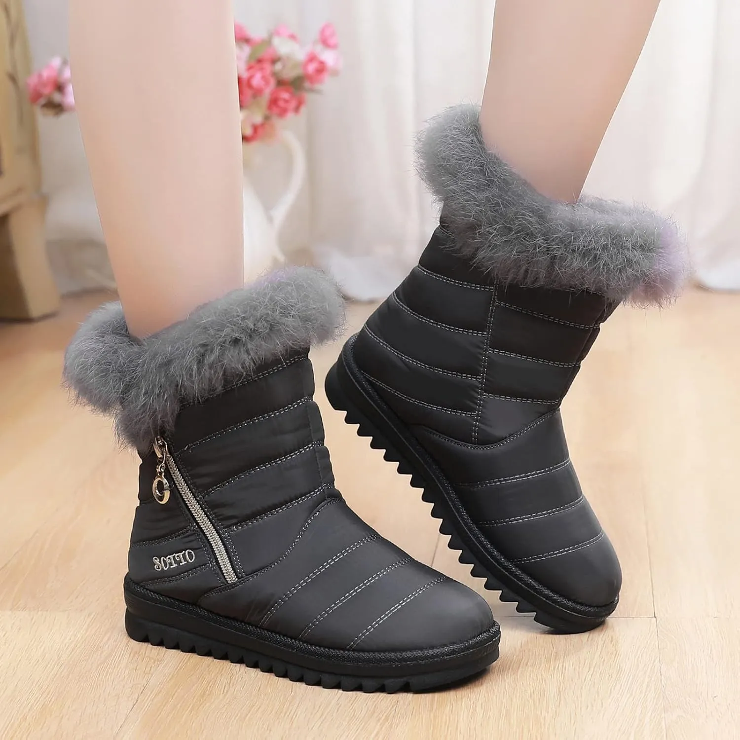 Snow Boots for Women Warm Fur Lined Winter Waterproof Ankle Boots Outdoor Thermal Booties Comfortable Walking Shoes for Women