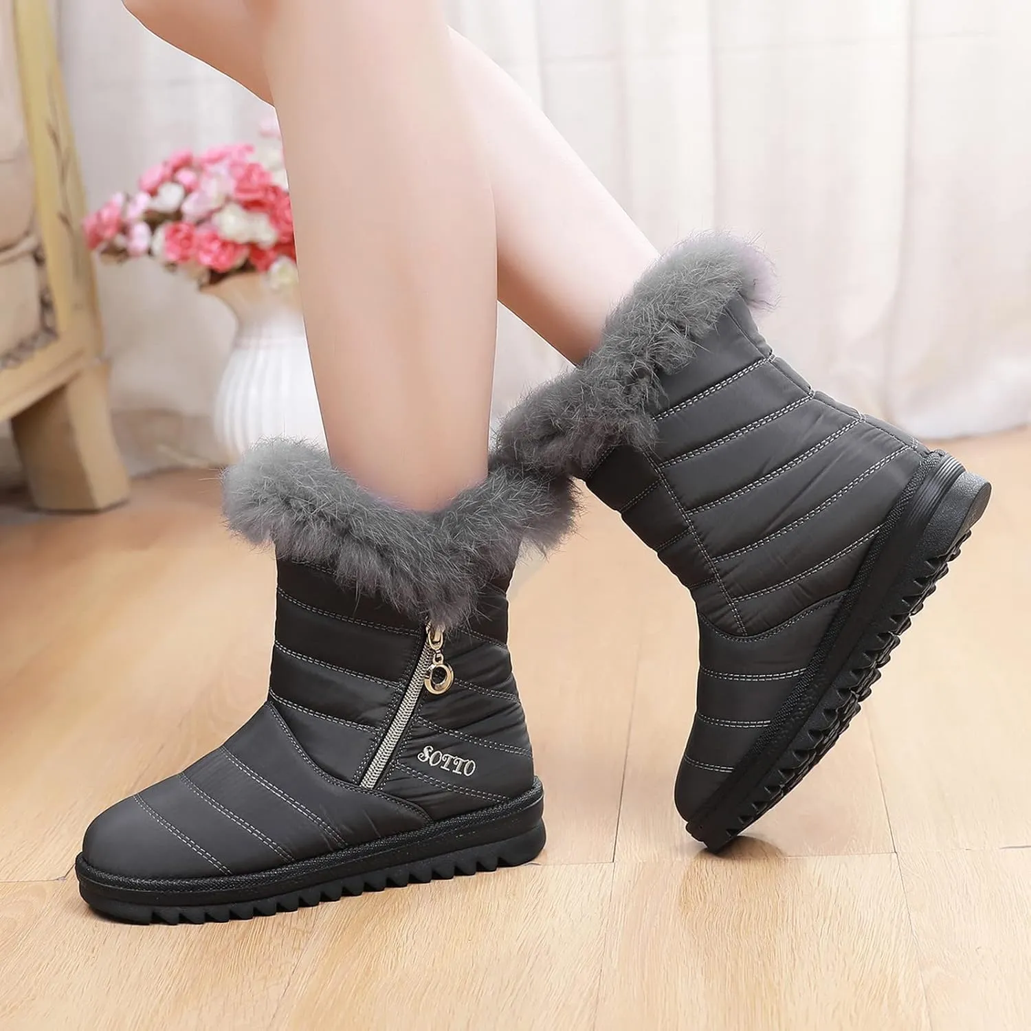 Snow Boots for Women Warm Fur Lined Winter Waterproof Ankle Boots Outdoor Thermal Booties Comfortable Walking Shoes for Women