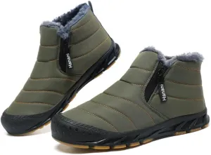 Snow Boots Mens Waterproof Winter Boots Fur Lined Warm Ankle Boots Zipper Closure Slip on Outdoor Boot Comfortable Walking Shoes